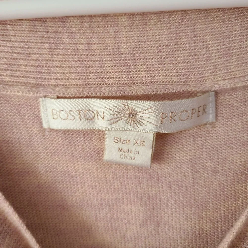 Boston Proper US Size XS Angora Blend Sequin Detail Boatneck 3/4 Sleeve Sweater